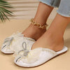 Women's Flat Fairy Butterfly Bow Pearl Rhinestone Mesh Sandals 95105440C