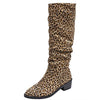 Women's Leopard Print Pointed Toe Pleated Boots 67996002C