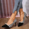 Women's Fashionable Houndstooth Pearl Stiletto Heel Pumps 19311045S