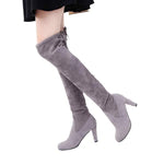 Women's Suede Block Heel Over-the-Knee Boots 46917420C