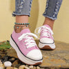 Women's Low-Top Thick Sole Lace-Up Casual Canvas Shoes 60135271C