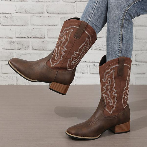 Women's Embroidered Vintage Western Cowboy Boots 20347448S