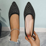 Women's Pointed Toe Flat Shoes with Rhinestone Accents 83812939C