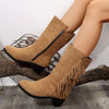 Women's Vintage Tassel Chunky Heel Boots 42591758C