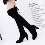 Women's Suede Block Heel Over-the-Knee Boots 46917420C