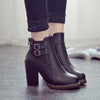 Women's Vintage Chunky Heel Ankle Boots with Belt Buckle Detail 60161971C