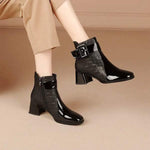 Women's Color-Block Chunky Heel Ankle Boots 57066656C