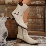 Women's Fashion Buckle Chunky Heel Ankle Boots 37619746S