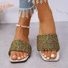 Women's Flat-Soled Colorful Woven Slippers 85137337C