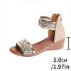 Women's Sequin Back Zipper Wedge Roman Sandals 90528740C