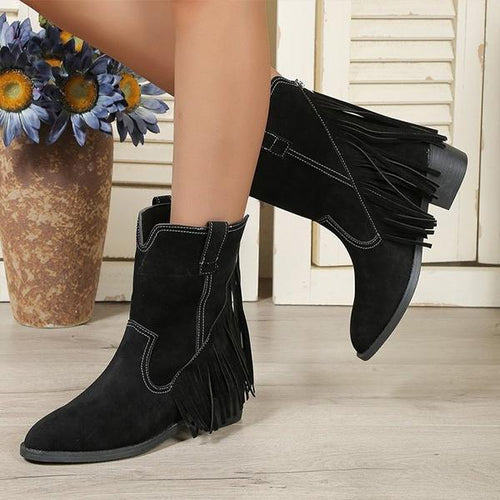 Women's Casual Tassel Western Retro Rider Boots 16510264S