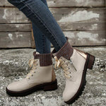 Women's Knitted Cuff Lace-Up Martin Boots 06360763C