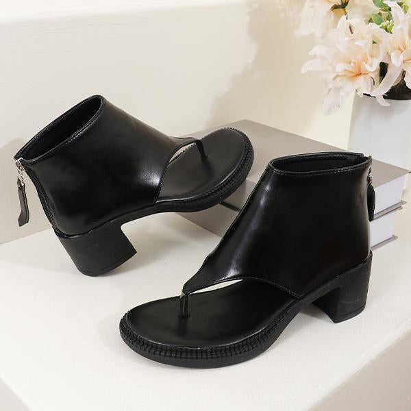 Women's Stylish Back Zipper Block Heel Sandals 25808908S