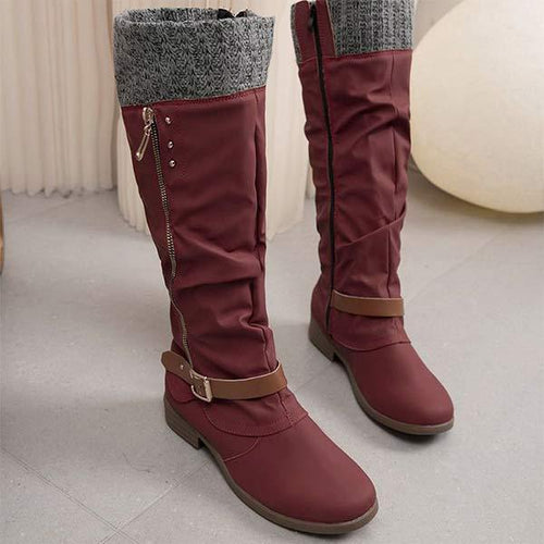 Women's Side-Zip Knee-High Riding Boots with Low Heel 90658752C