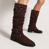 Women's Low Heel Suede Slouch Fashion Boots 90329834C