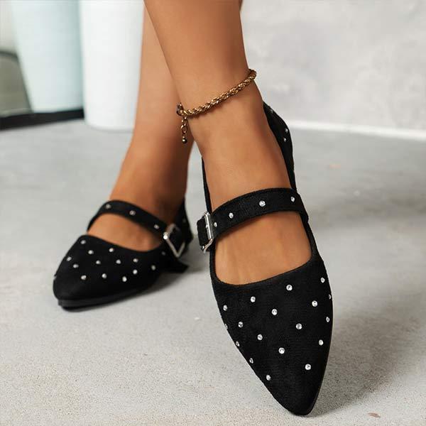 Women's Fashionable Pointed Toe Strap Mary Jane Shoes 30157850C