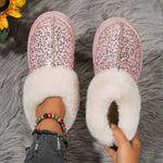 Women's Thick-Sole Plush Lined Sequin Snow Boots 91847313C