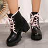 Women's Lace-Up Round Toe Thick Sole Fashion Trend Martin Boots 47400153C