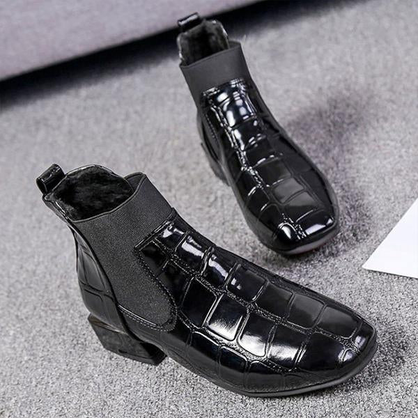 Women's Fashion Block Heel Patent Leather Ankle Boots 13619238S