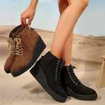 Women's Back-Zip Flat Platform Suede Ankle Boots 06321030C