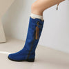 Women's Fashion Suede Tassel Buckle Knee-High Boots 96780666S