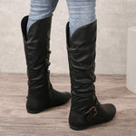 Women's Side Zipper Ruched Slouchy Mid-Calf Boots 11903816C