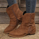 Women's Round Toe Side Zipper Short Boots 67614531C