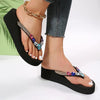 Women's Fashion Rhinestone Beach Wedge Flip Flops 77368279C