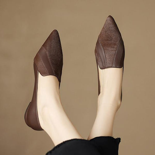 Women's Retro Pointed Toe Deep Mouth Flat Low Heels 91800058S