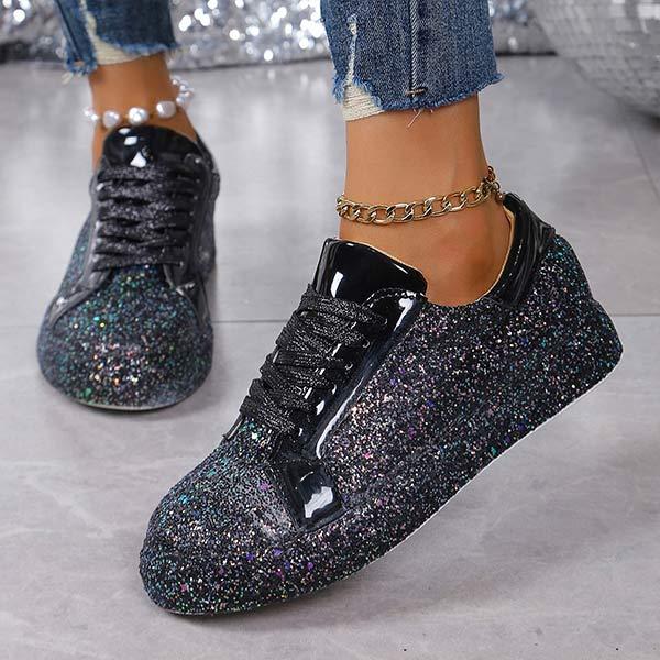 Women's Sequin Lace-Up Sneakers 98875779C