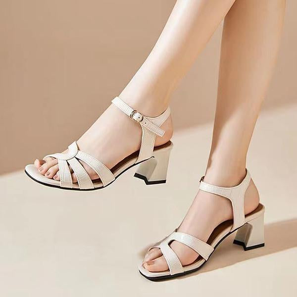 Women's Fashion Hollow Block Heel Sandals 77018169S