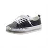 Women's Flat Diamond-Encrusted Lace-Up Thick-Soled Sports Board 63484998C