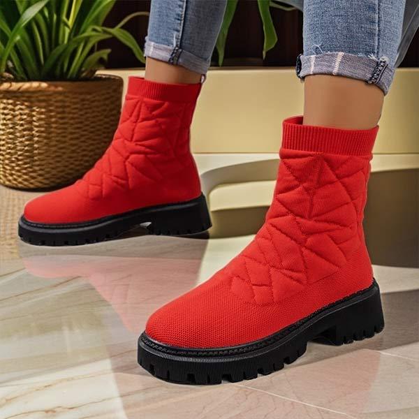 Women's Elastic Fly Knit Thick-Soled Socks Boots 00243465C