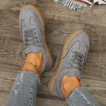 Women's Flat-Soled Lace-Up Suede Casual Sneakers 23828585S