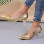 Women's Pointed Toe High-End Gold Chunky High Heels 61304809C