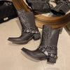 Women's Fashion Rivet Chunky Heel High Western Boots 18881825S