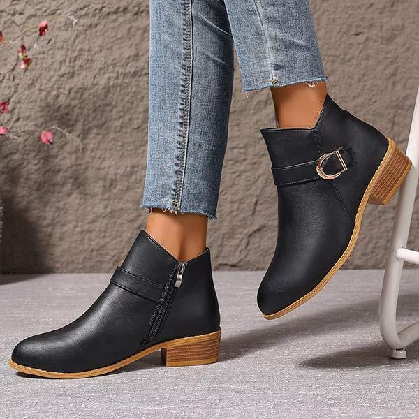 Women's Chunky Heel Belted Ankle Boots 48012636C