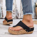 Women's Retro Thick-Soled Wedge Toe-Post Sandals 60874927C