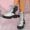 Women's Round-Toe Sequin Decor Thick-Soled Ankle Boots 16176488C