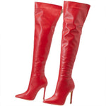 Women's Zipper Pointed Toe Stiletto Over the Knee Boots 49903151C