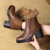 Women's Comfortable Slip-On Round Toe Chunky Heel Ankle Boots 63795563C