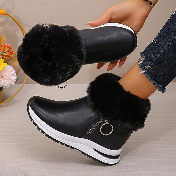 Women's Suede Short Fur-Lined Snow Boots 40178712C