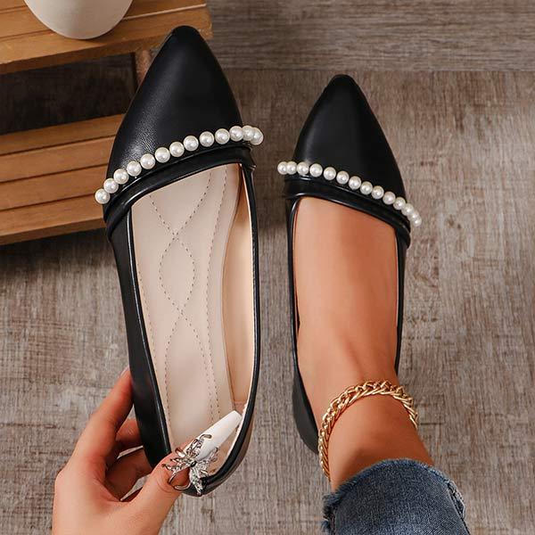 Women's Pearl-Embellished Pointed Toe Slip-On Flats 27726865C