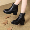 Women's Comfortable Slip-On Round Toe Chunky Heel Ankle Boots 63795563C