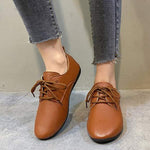 Women's Low Heel Lace-up Round Toe Tie-up Shoes 71938667C