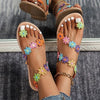 Women's Fashion Colorful Flower Beach Flip Sandals 26102989C