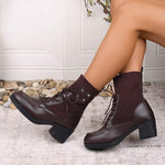 Women's Mid-Calf Sock Boots Martin Boots 57050039C