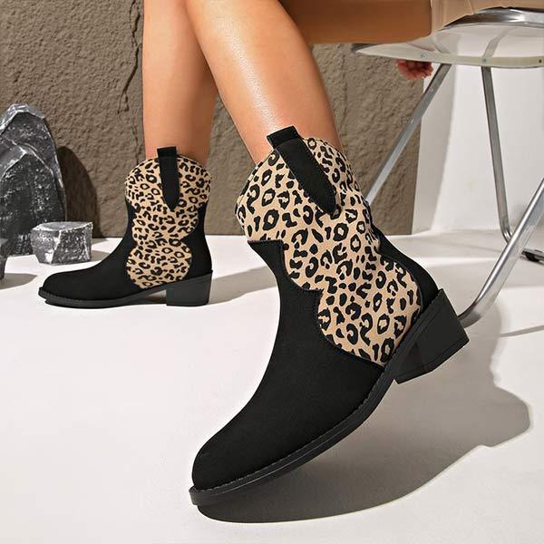 Women's Leopard Print Mid-Calf Martin Boots 22347136C