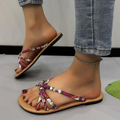 Women's Casual Ethnic Pattern Flat Beach Sandals 71364345S