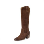 Women's Fashionable Suede High-Heel Knee-High Riding Boots 65946640C